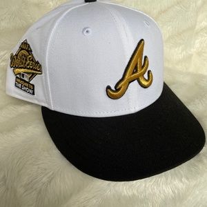 New Era 59FIFTY Hat Atlanta Braves White Gold Black 7 5/8